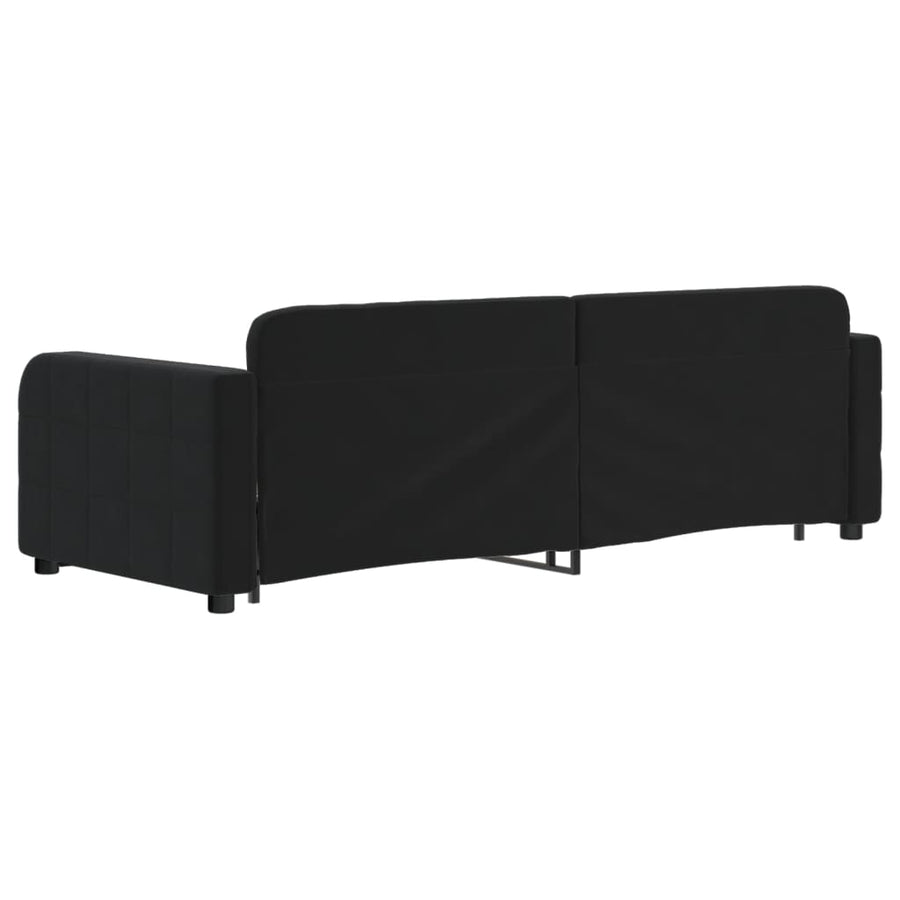 Slaapbank met onderschuifbed en lades 80x200 cm fluweel zwart 80 x 200 cm Zwart