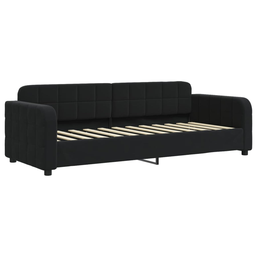 Slaapbank met onderschuifbed en lades 80x200 cm fluweel zwart 80 x 200 cm Zwart
