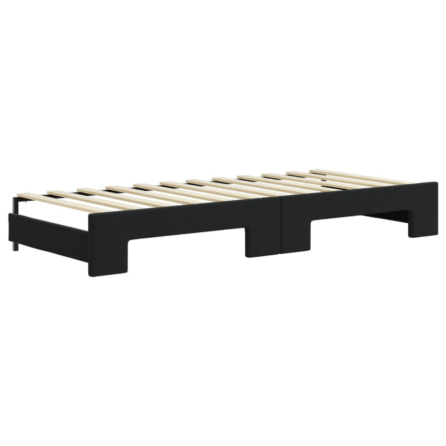 Slaapbank met onderschuifbed en lades 80x200 cm fluweel zwart 80 x 200 cm Zwart