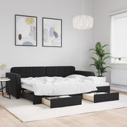Slaapbank onderschuifbed lades 80x200 cm fluweel zwart