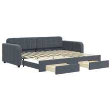 Slaapbank onderschuifbed en lades 90x200 cm fluweel donkergrijs