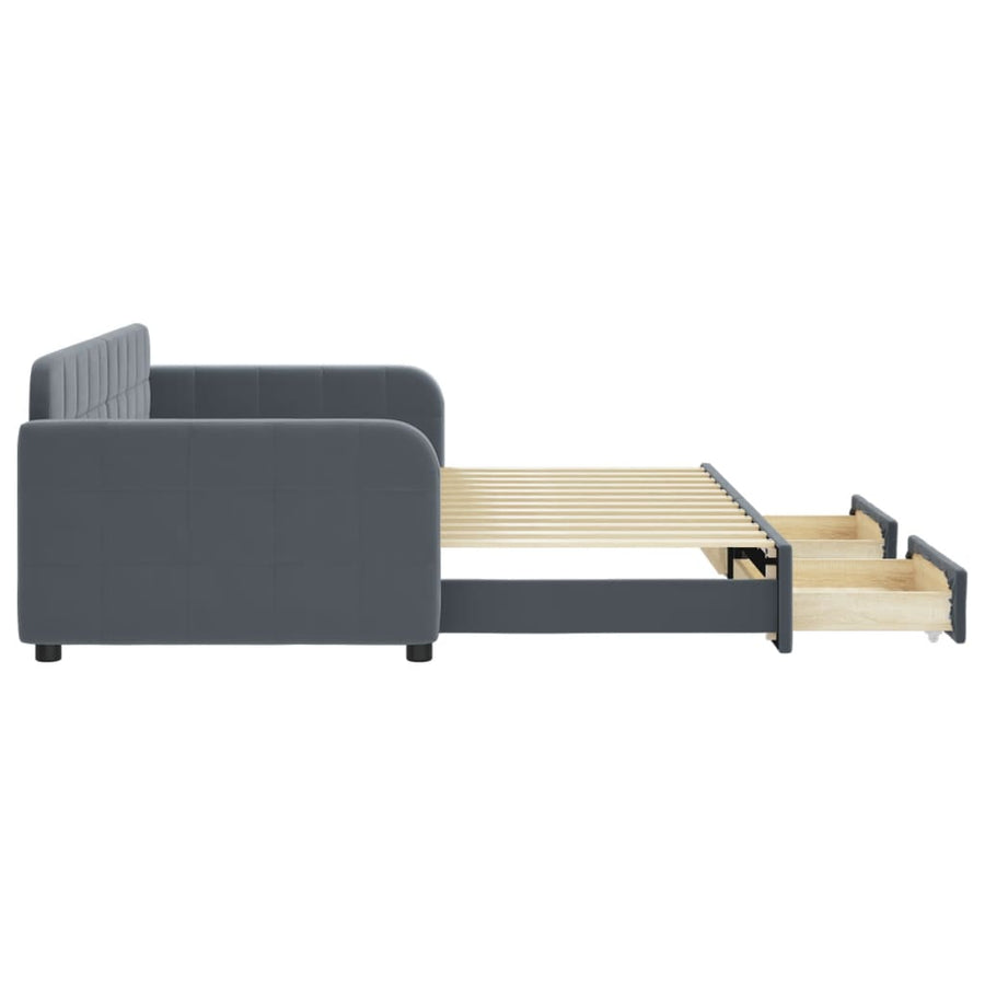 Slaapbank onderschuifbed en lades 90x200 cm fluweel donkergrijs