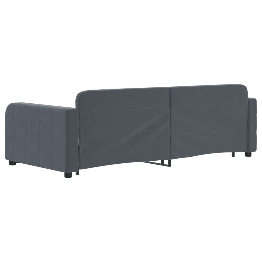 Slaapbank onderschuifbed en lades 90x200 cm fluweel donkergrijs