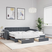 Slaapbank onderschuifbed met lades 90x200 cm donkergrijs fluweel