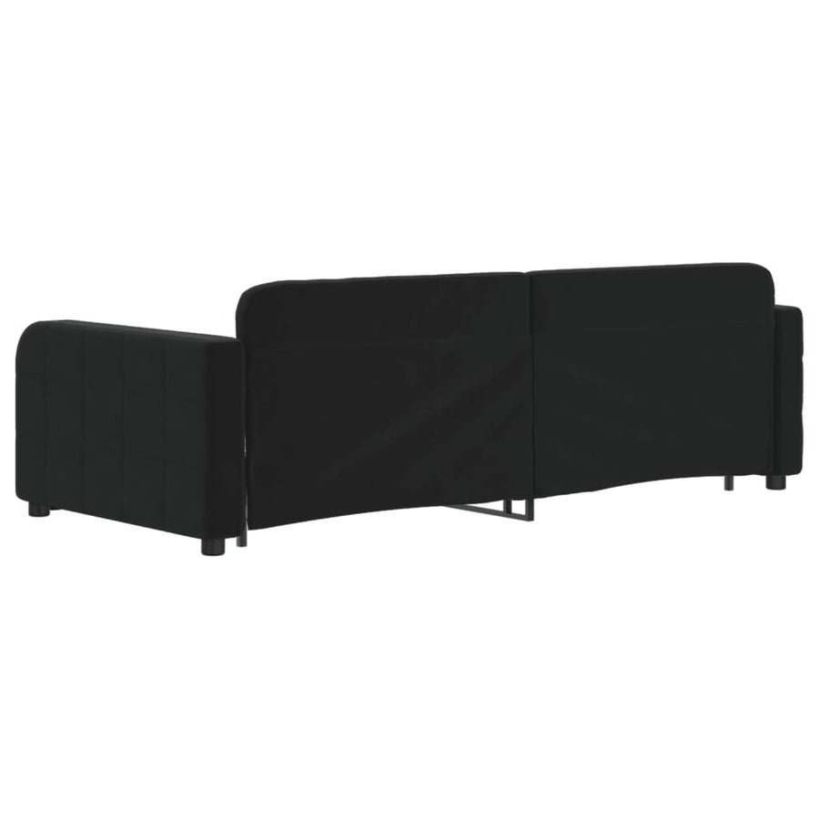 Slaapbank met onderschuifbed en lades 90x200 cm fluweel zwart 90 x 200 cm Zwart