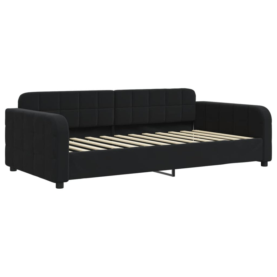 Slaapbank met onderschuifbed en lades 90x200 cm fluweel zwart 90 x 200 cm Zwart