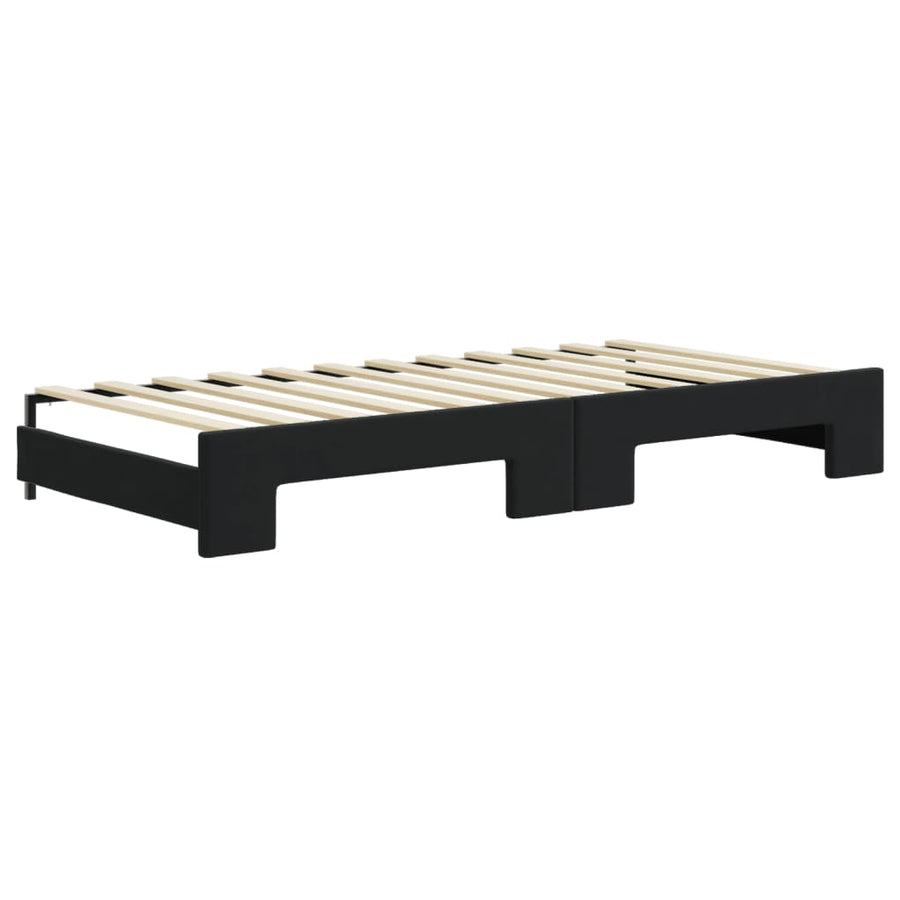 Slaapbank met onderschuifbed en lades 90x200 cm fluweel zwart 90 x 200 cm Zwart