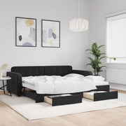 Slaapbank met onderschuifbed 90x200 cm fluweel zwart