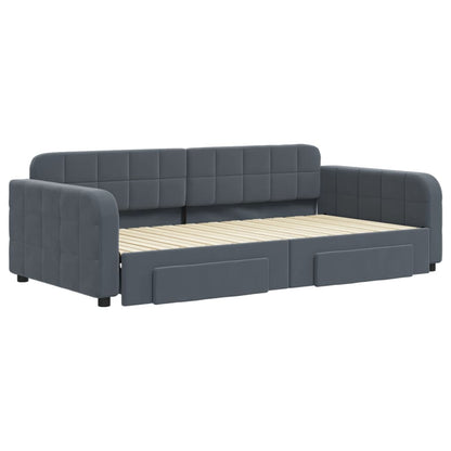 Slaapbank onderschuifbed lades 100x200 cm fluweel donkergrijs