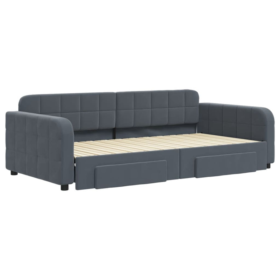 Slaapbank onderschuifbed lades 100x200 cm fluweel donkergrijs