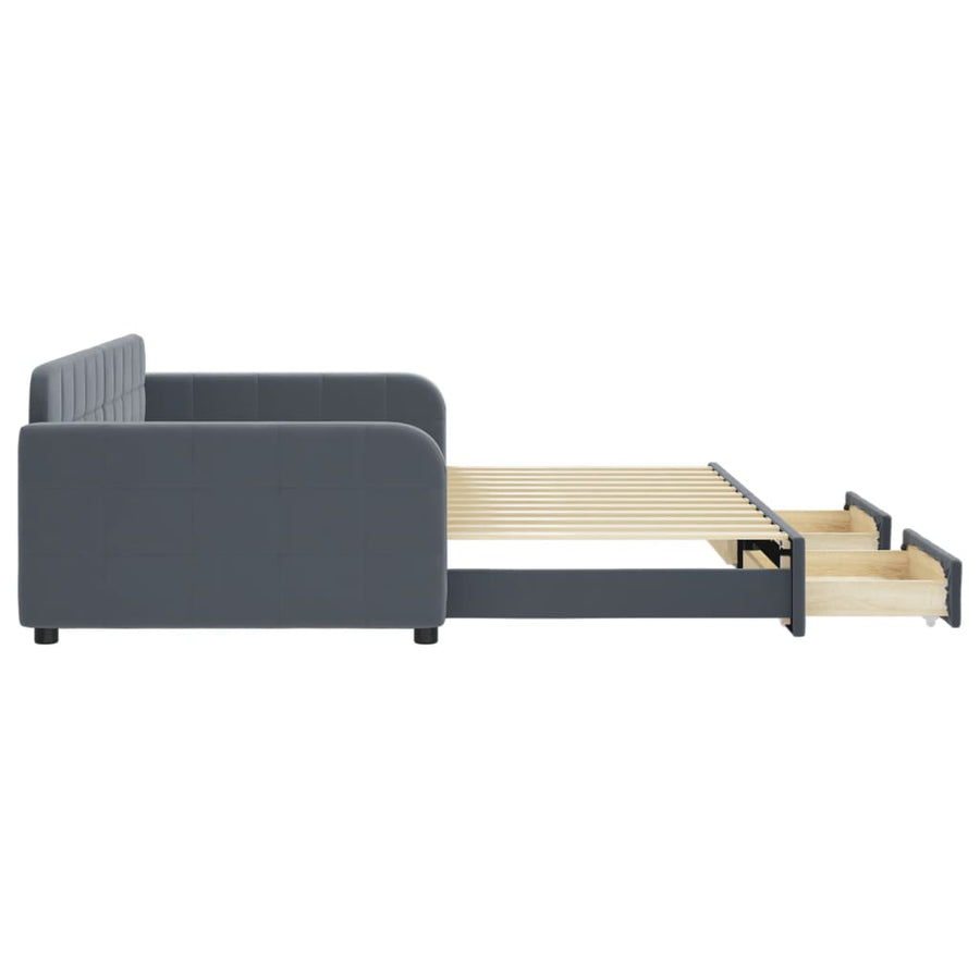 Slaapbank onderschuifbed lades 100x200 cm fluweel donkergrijs