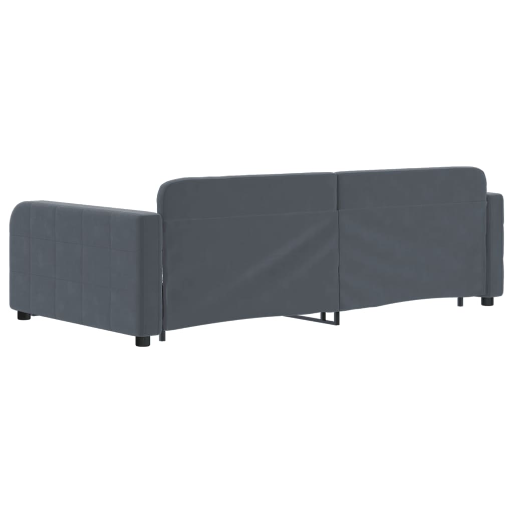 Slaapbank onderschuifbed lades 100x200 cm fluweel donkergrijs