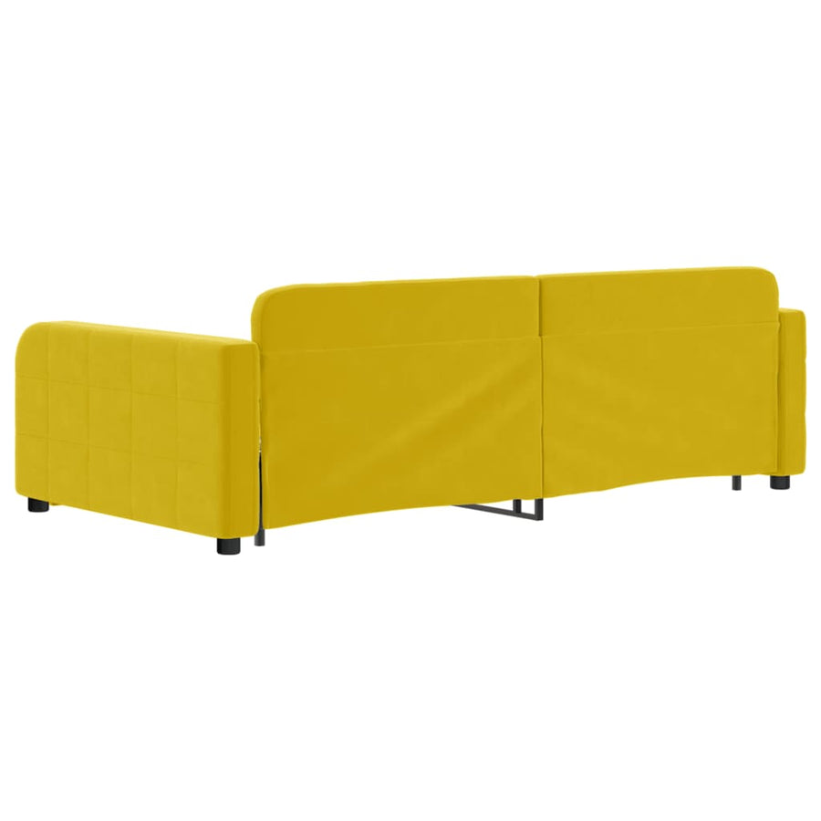 Slaapbank met onderschuifbed en lades 100x200 cm fluweel geel