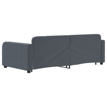 Slaapbank Onderschuifbed En Lades Fluweel 90 x 190 cm Donkergrijs