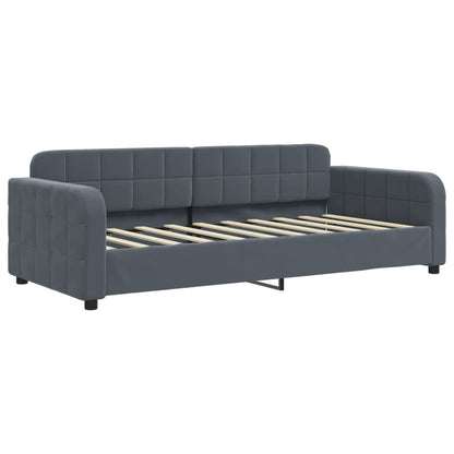 Slaapbank Onderschuifbed En Lades Fluweel 90 x 190 cm Donkergrijs