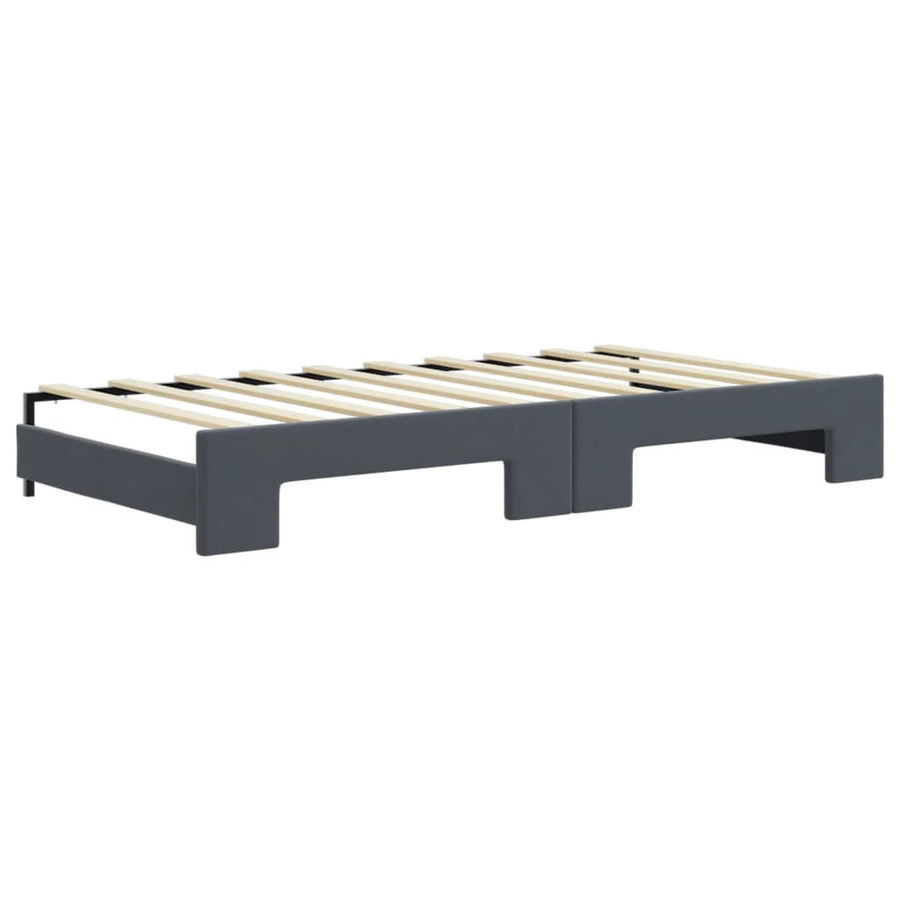 Slaapbank Onderschuifbed En Lades Fluweel 90 x 190 cm Donkergrijs