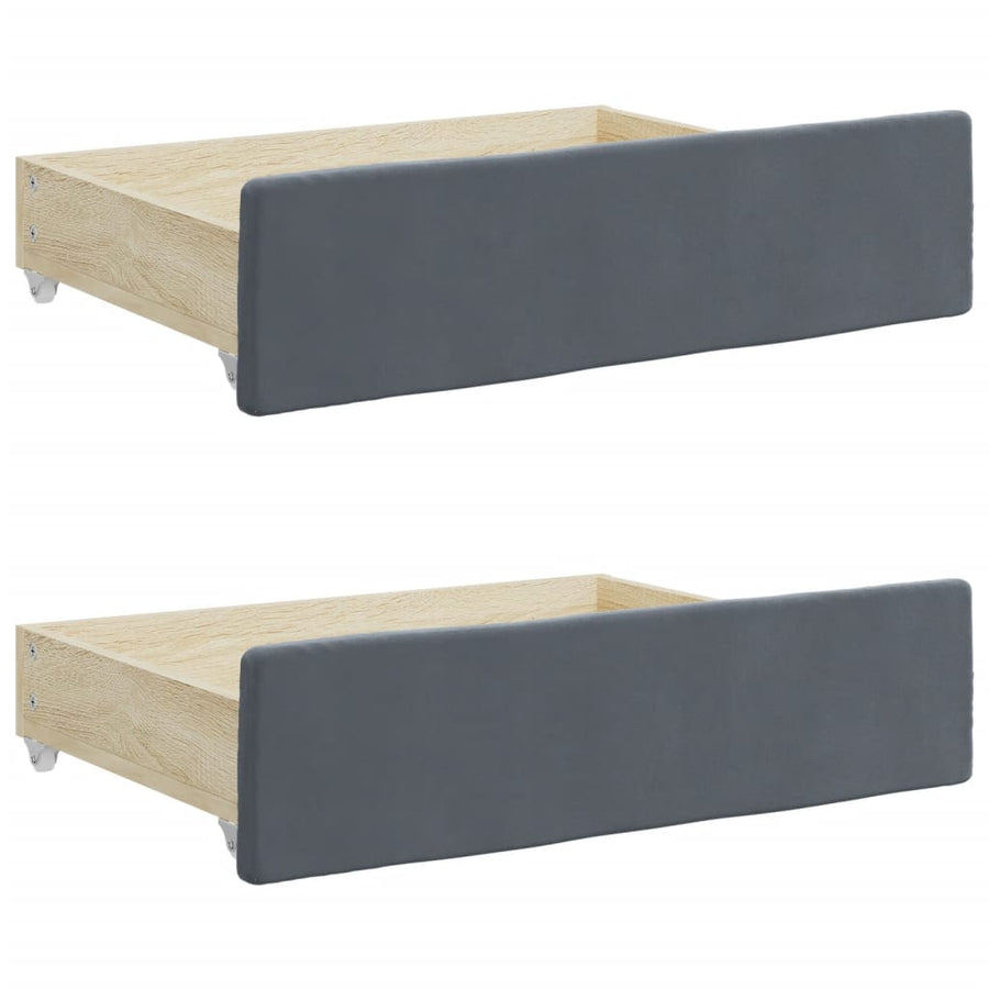 Slaapbank Onderschuifbed En Lades Fluweel 90 x 190 cm Donkergrijs