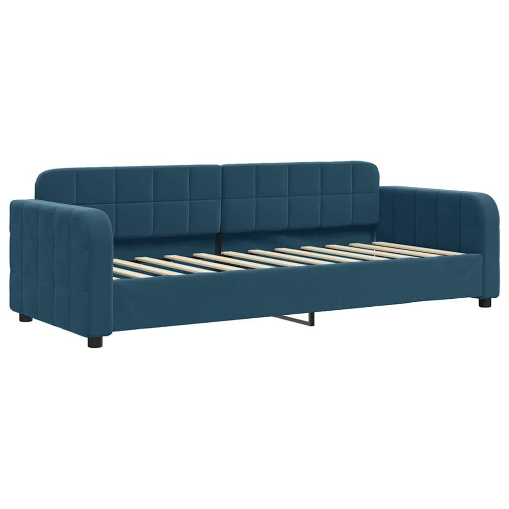 Slaapbank met onderschuifbed en lades 80x200 cm fluweel blauw