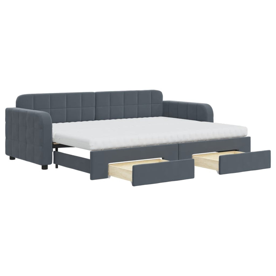 Slaapbank onderschuifbed en lades 80x200 cm fluweel donkergrijs