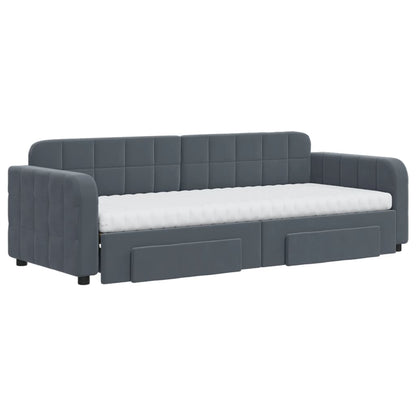 Slaapbank onderschuifbed en lades 80x200 cm fluweel donkergrijs