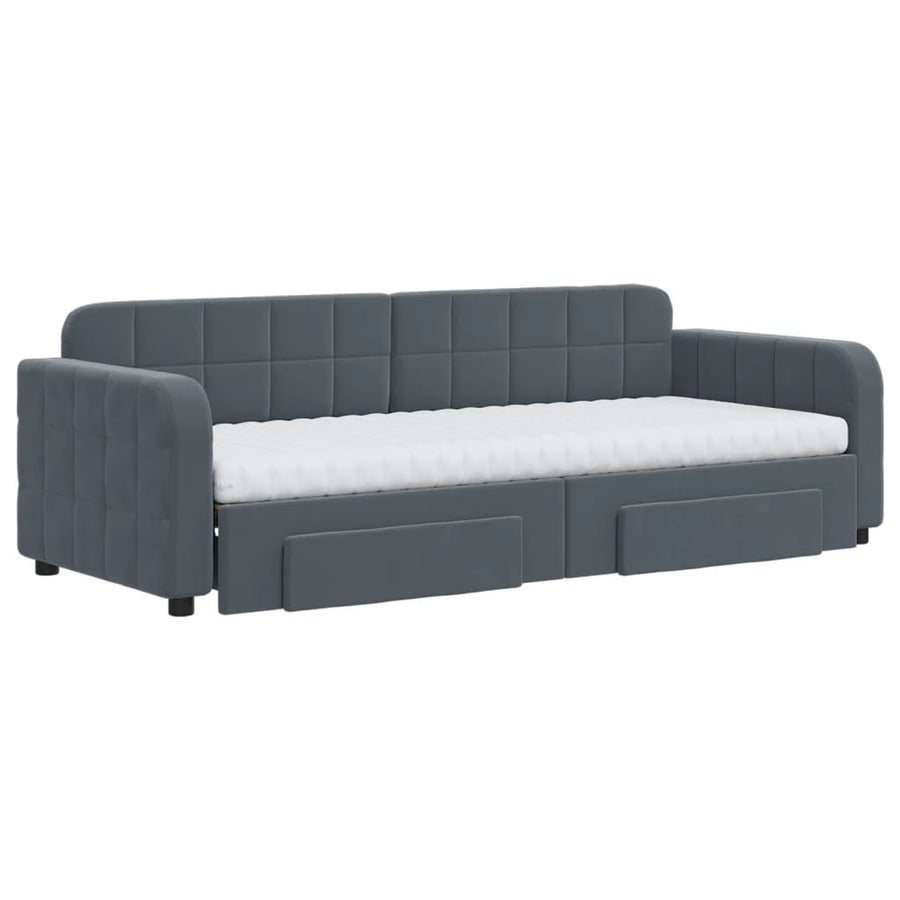 Slaapbank onderschuifbed en lades 80x200 cm fluweel donkergrijs