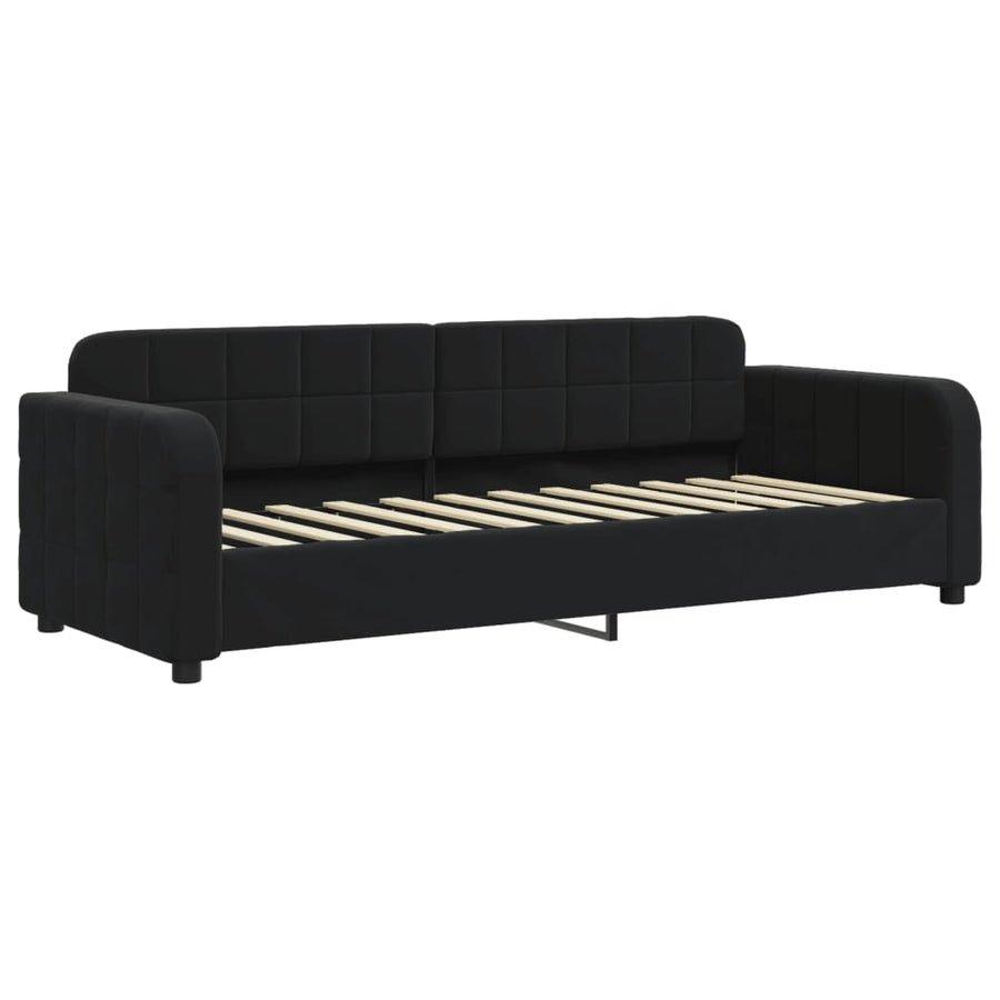Slaapbank met onderschuifbed en lades 80x200 cm fluweel zwart 80 x 200 cm Zwart met onderschuifbed en lade en matras