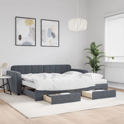 Slaapbank onderschuifbed 90x200 cm donkergrijs fluweel