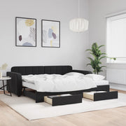 Slaapbank met onderschuifbed en lades 90x200 cm zwart