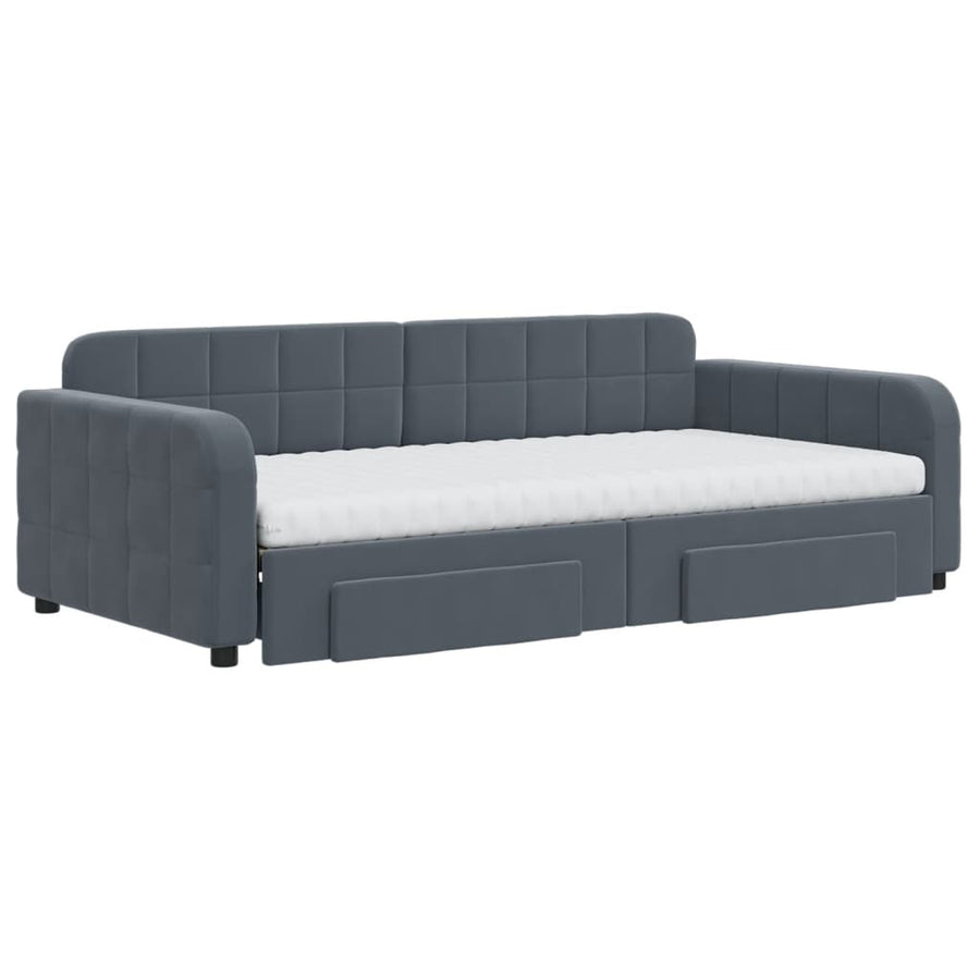 Slaapbank onderschuifbed lades 100x200 cm fluweel donkergrijs
