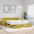 Daybed with pull-out bed and drawers 100x200 cm velvet yellow