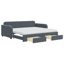 Slaapbank Onderschuifbed En Lades Fluweel 90 x 190 cm Donkergrijs