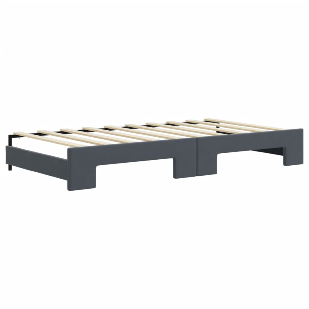 Slaapbank Onderschuifbed En Lades Fluweel 90 x 190 cm Donkergrijs