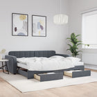 Slaapbank onderschuifbed 90x190 cm donkergrijs fluweel