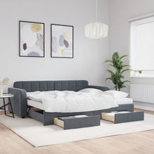 Slaapbank Onderschuifbed En Lades Fluweel 90 x 190 cm Donkergrijs