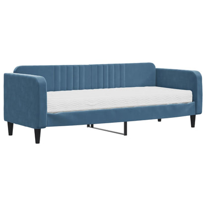 Slaapbank Fluweel 80 x 200 cm Blauw met matras