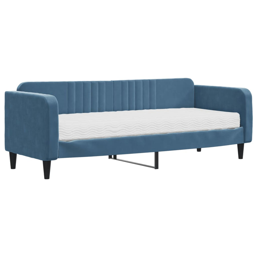 Slaapbank Fluweel 80 x 200 cm Blauw met matras