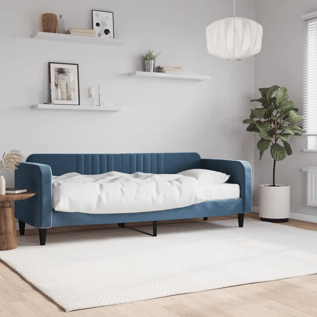 Slaapbank Fluweel 80 x 200 cm Blauw met matras