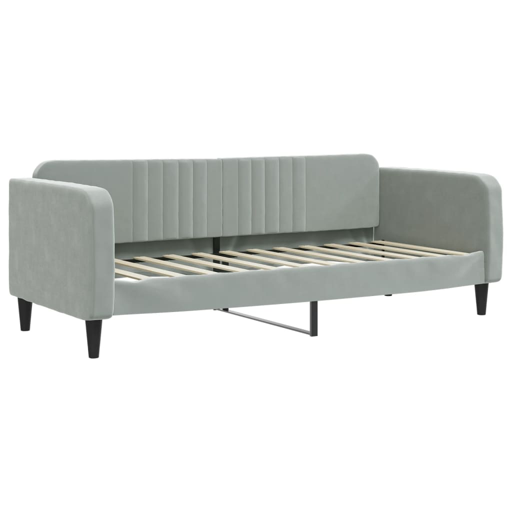 Slaapbank Fluweel 80 x 200 cm Lichtgrijs met matras