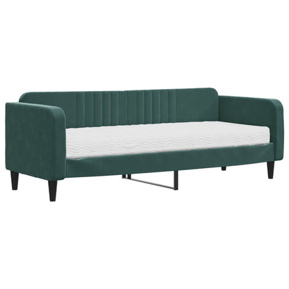 Slaapbank Fluweel 80 x 200 cm Donkergroen met matras
