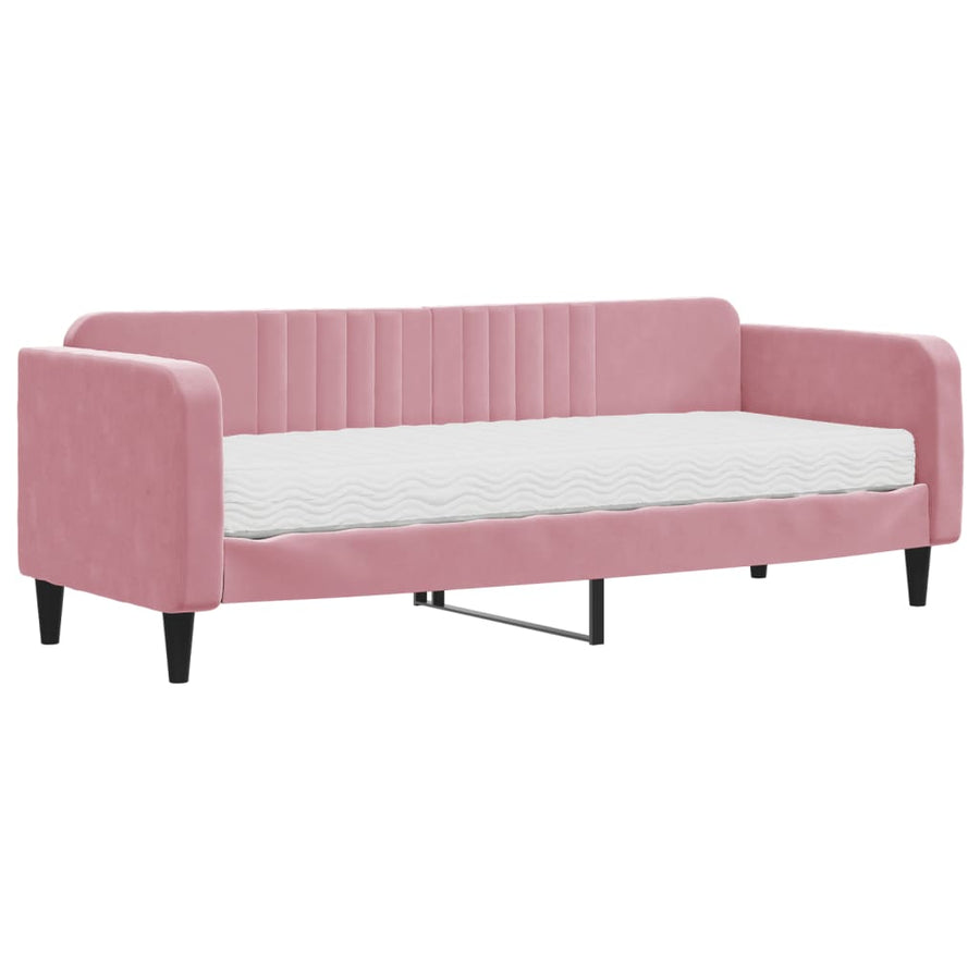 Slaapbank Fluweel 80 x 200 cm Roze met matras