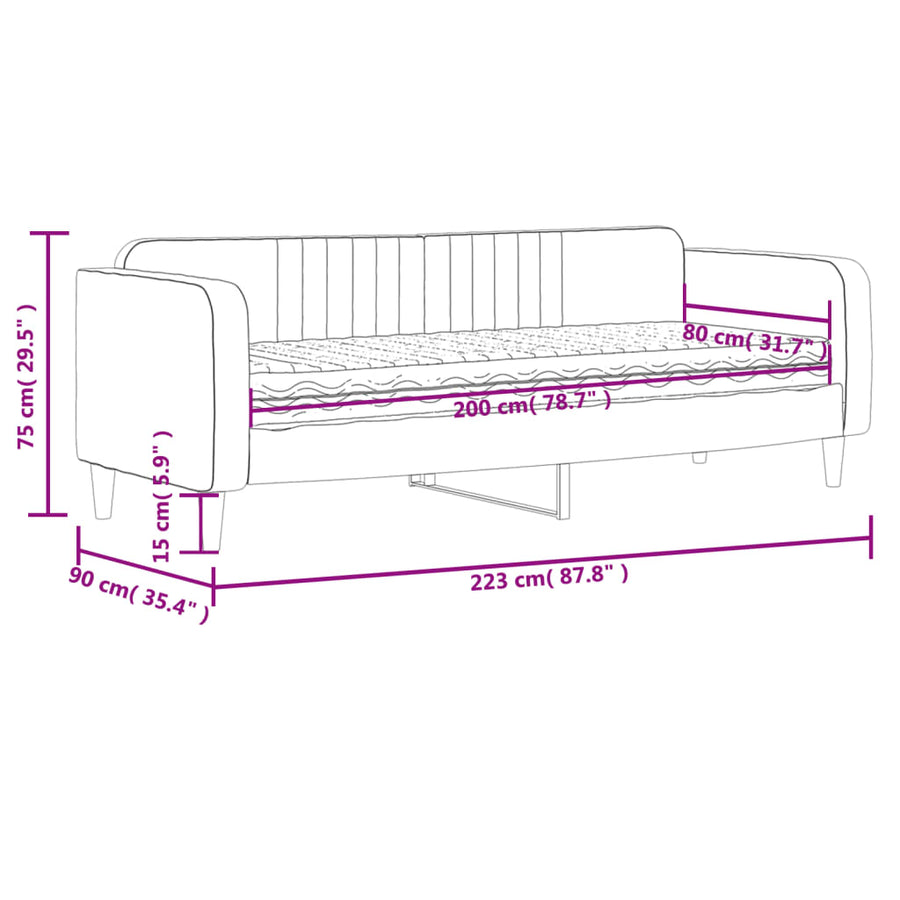 Slaapbank Fluweel 80 x 200 cm Roze met matras
