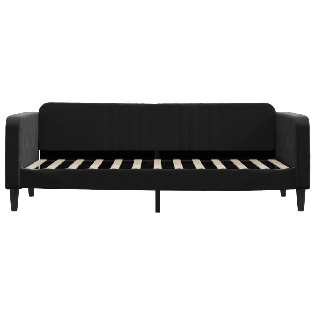 Slaapbank Fluweel 80 x 200 cm Zwart met matras