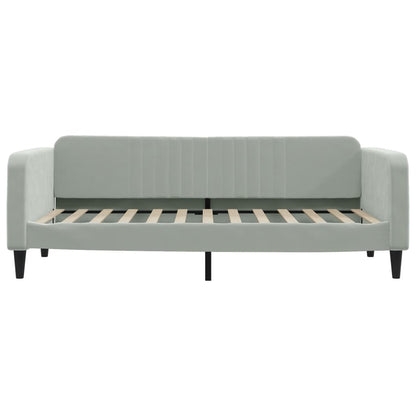 Slaapbank Fluweel 90 x 200 cm Lichtgrijs met matras