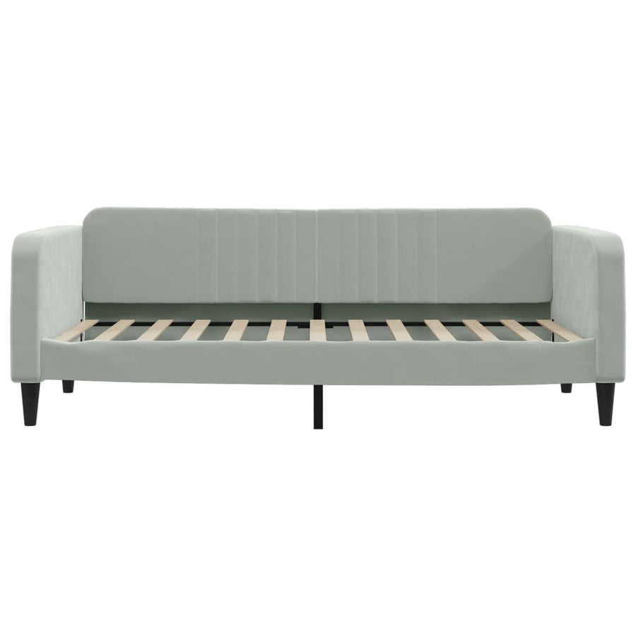 Slaapbank Fluweel 90 x 200 cm Lichtgrijs met matras