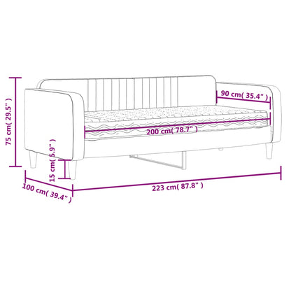 Slaapbank met matras 90x200 cm fluweel donkergrijs