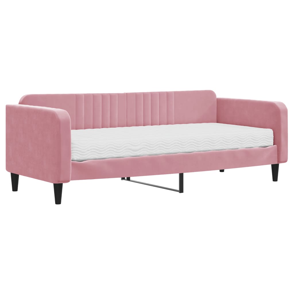 Slaapbank Fluweel 90 x 200 cm Roze met matras