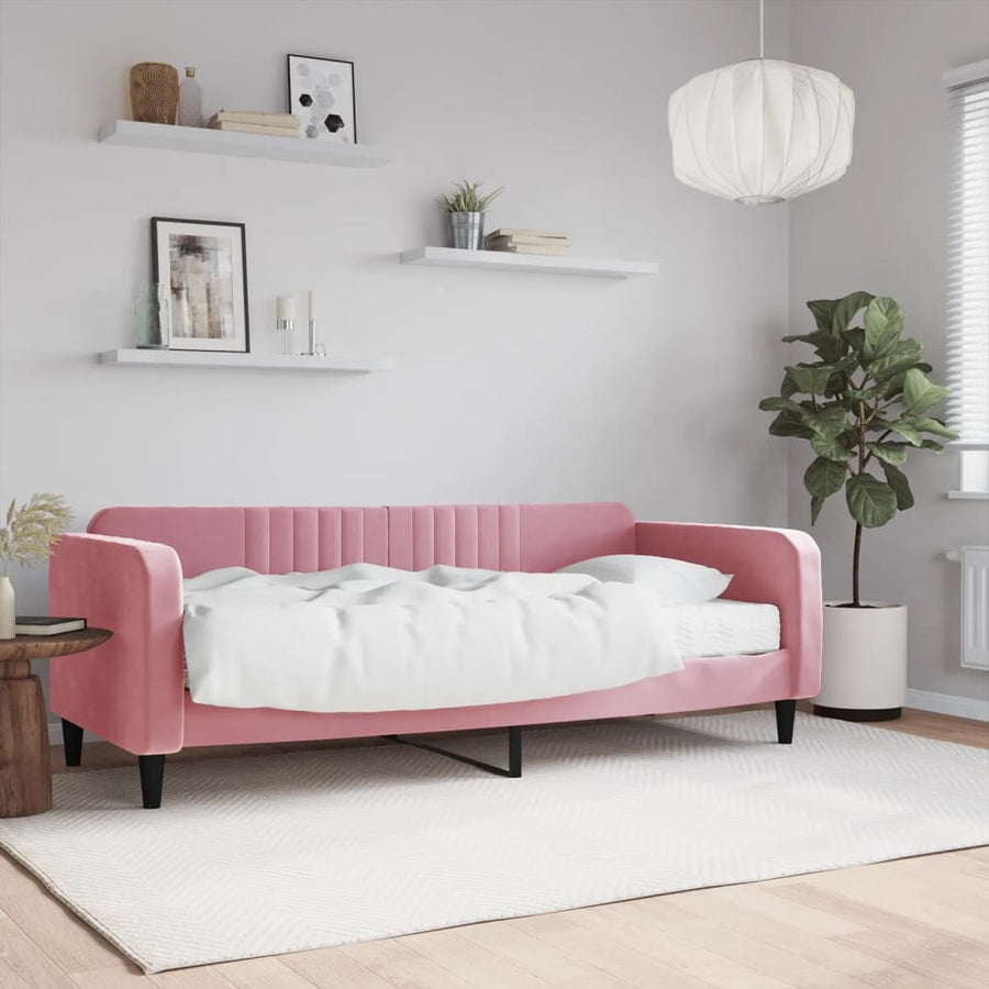 Slaapbank Fluweel 90 x 200 cm Roze met matras