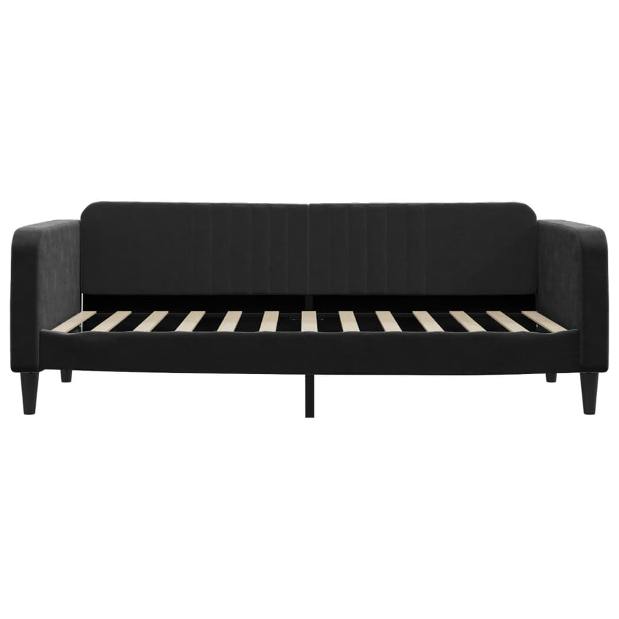 Slaapbank Fluweel 90 x 200 cm Zwart met matras