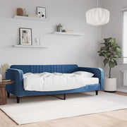 Slaapbank 100x200 cm fluweel blauw met matras