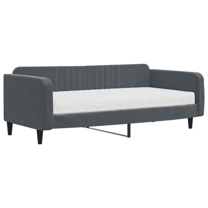 Slaapbank met matras 100x200 cm fluweel donkergroen